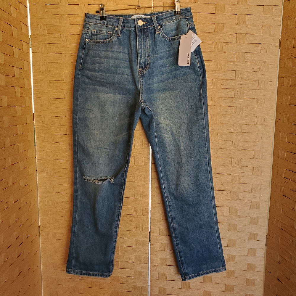 NEW JustFab Mom Size 28 Ripped Knee Jeans